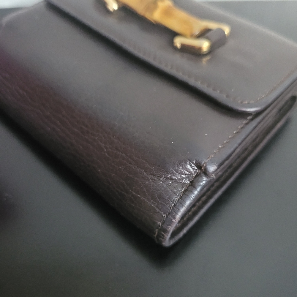 Gucci Vintage bamboo  leather  wallet - Picture 7 of 16